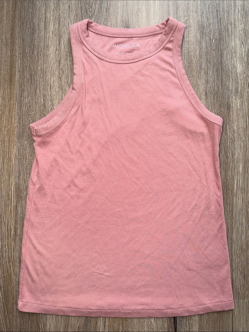 Rachel Zoe Dusty Rose High Neck Ribbed Tank